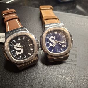 Pair of Shabazz Silver-Tone Watches — Black & Blue Dials